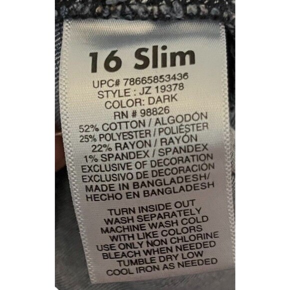 Jordache Super Skinny Jeans Adjustable Waist Stretch Denim Jeans Girl's 16 Slim - Picture 16 of 16